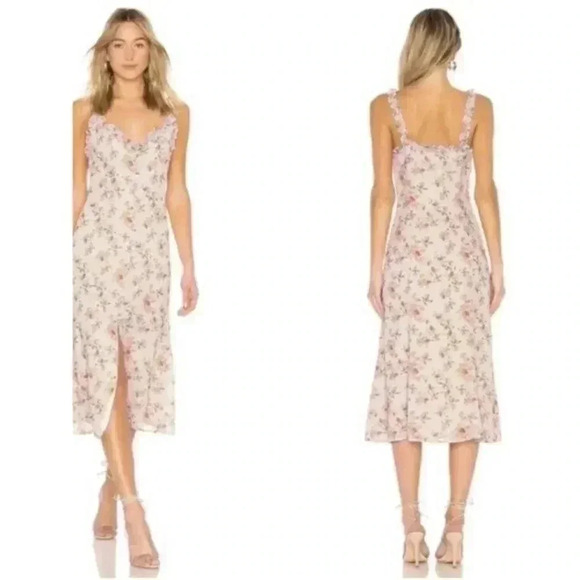 Lovers + Friends Sun Room Button Ruffle Midi Dress Pirple Lilac Size Small - Picture 8 of 8